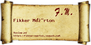 Fikker Márton névjegykártya